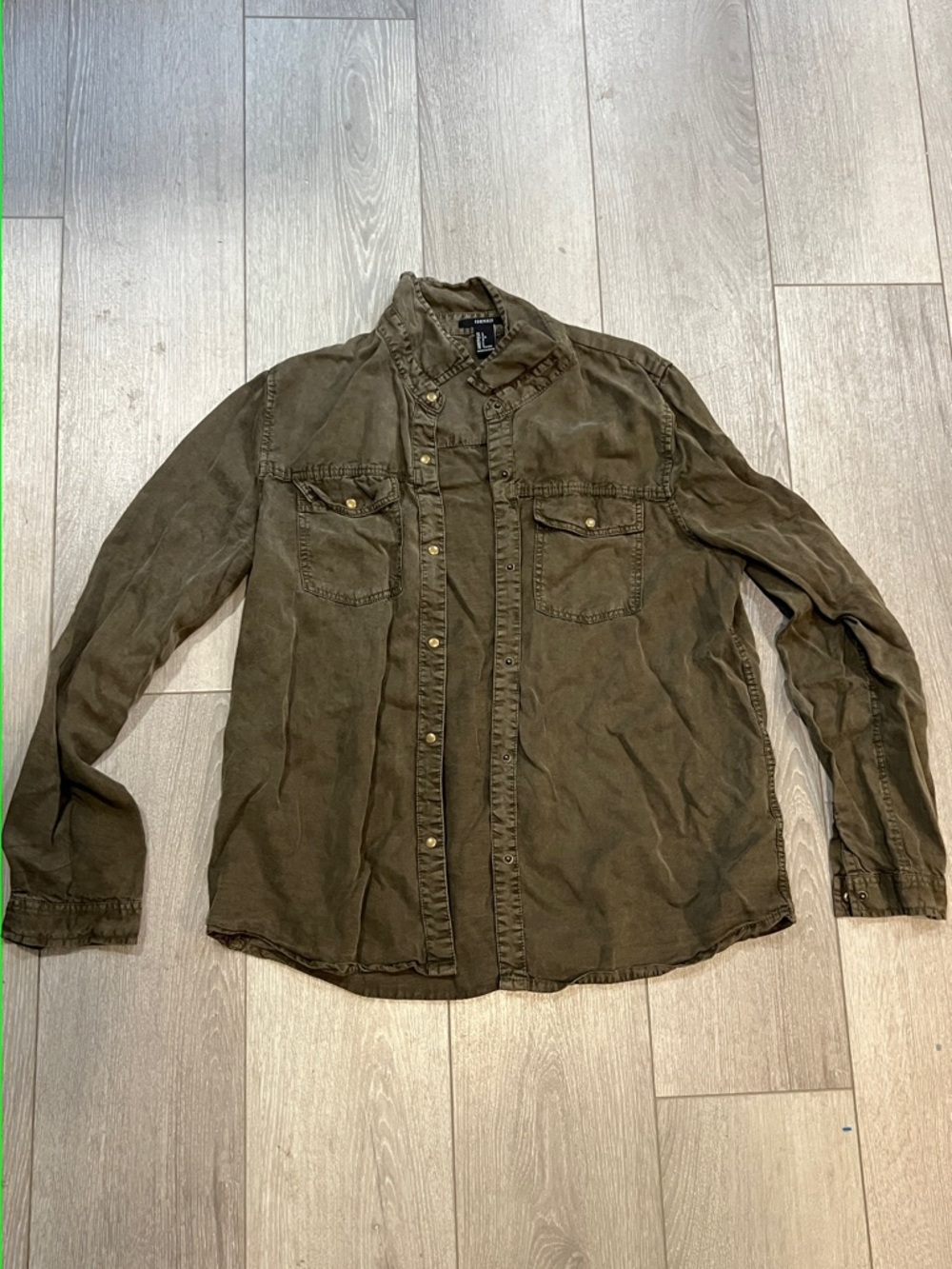 Forever 21 Olive Green Button-Front Utility Shirt Jacket